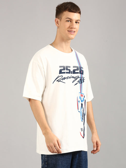 Cream Oversized Printed T-shirt